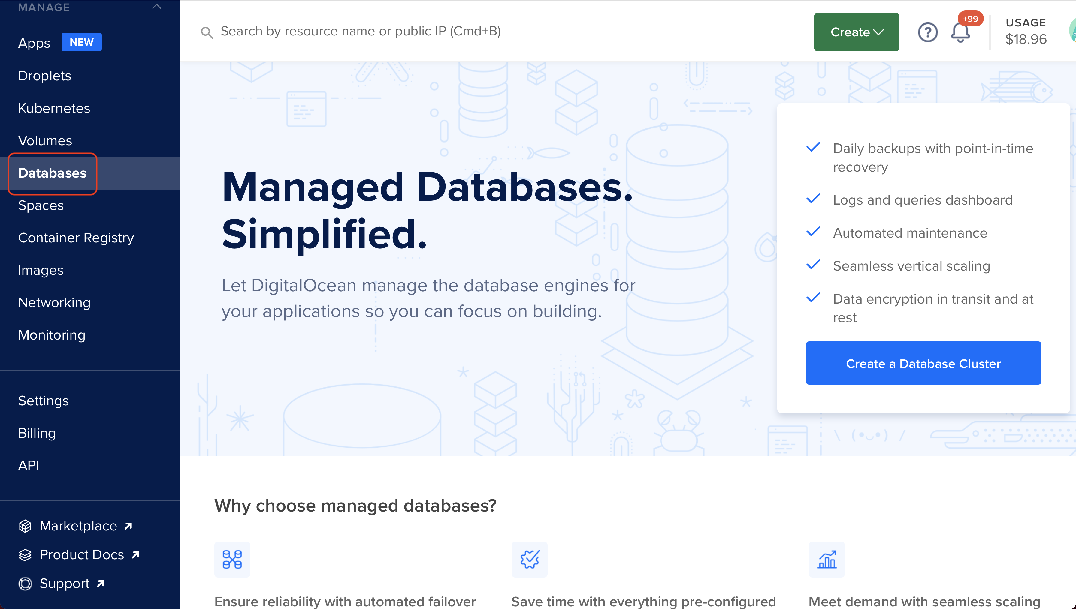 App Platform - Create database cluster